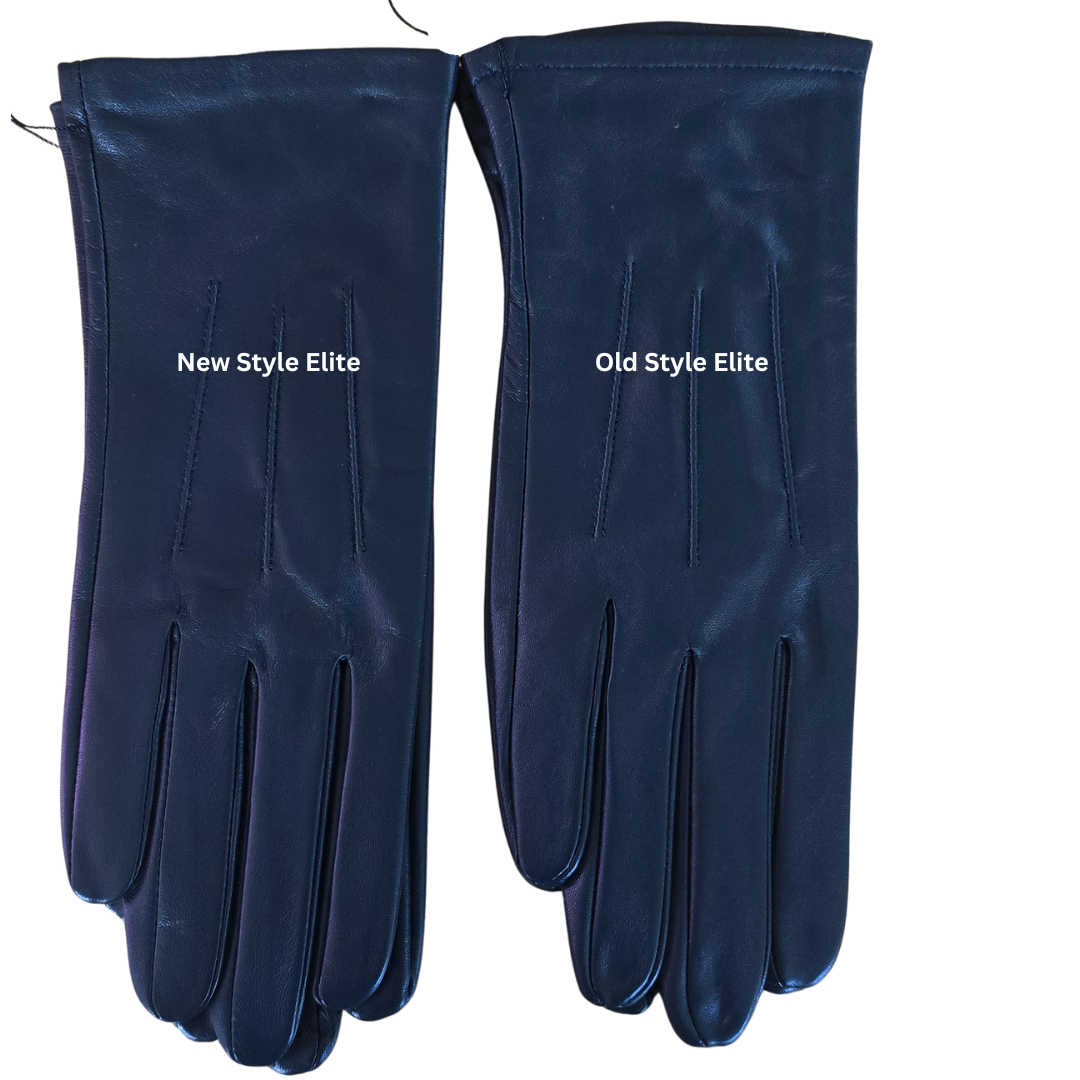 OLD style Hurlford Elite- Adults Navy Leather Gloves Foxwood Equestrian - Saddlery Showing Tack and Feed