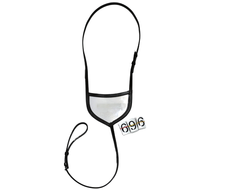 Leather Number Holder- Havana Brown Foxwood Equestrian - Saddlery Showing Tack and Feed