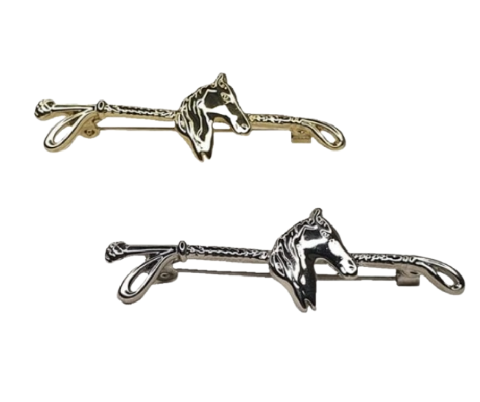 Horse Head and Crop Stock Pins Foxwood