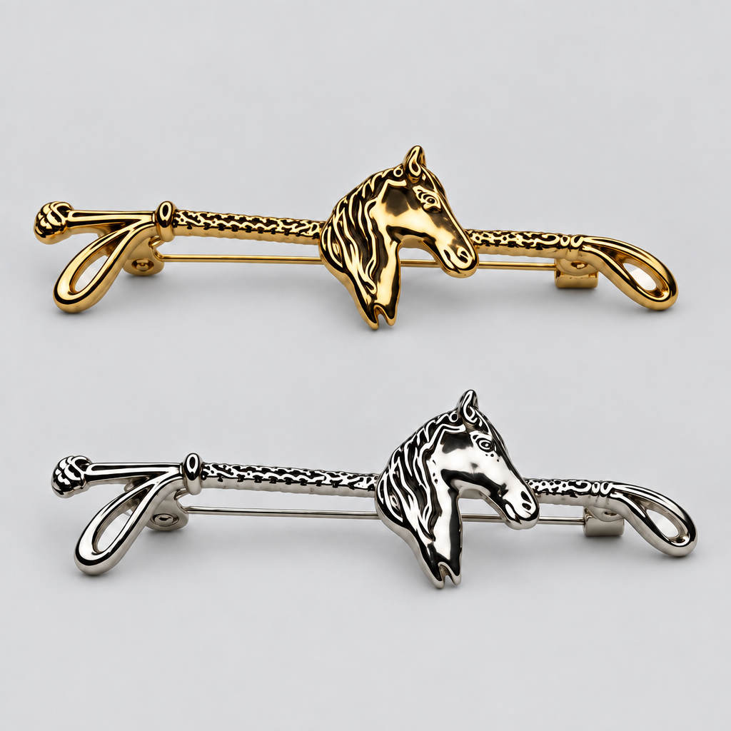 Horse Head and Crop Stock Pins Foxwood