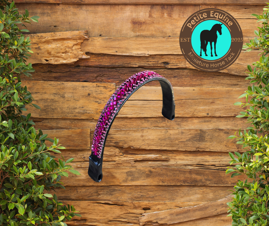 J Hook Rhinestone Noseband -Hot Pink Petite Equine
