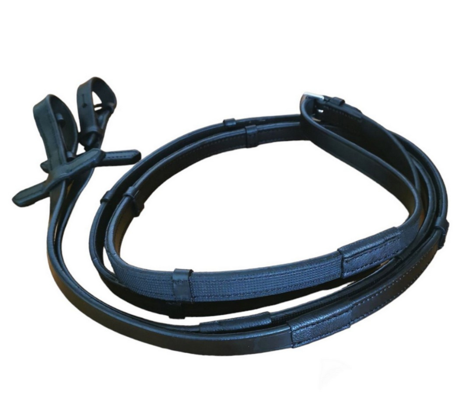 GES Leather Reins With Rubber Grip Back GES Equestrian