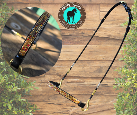 Royalty Red And Gold Rhinestone Show Halter - XLarge Size Custom Petite Equine