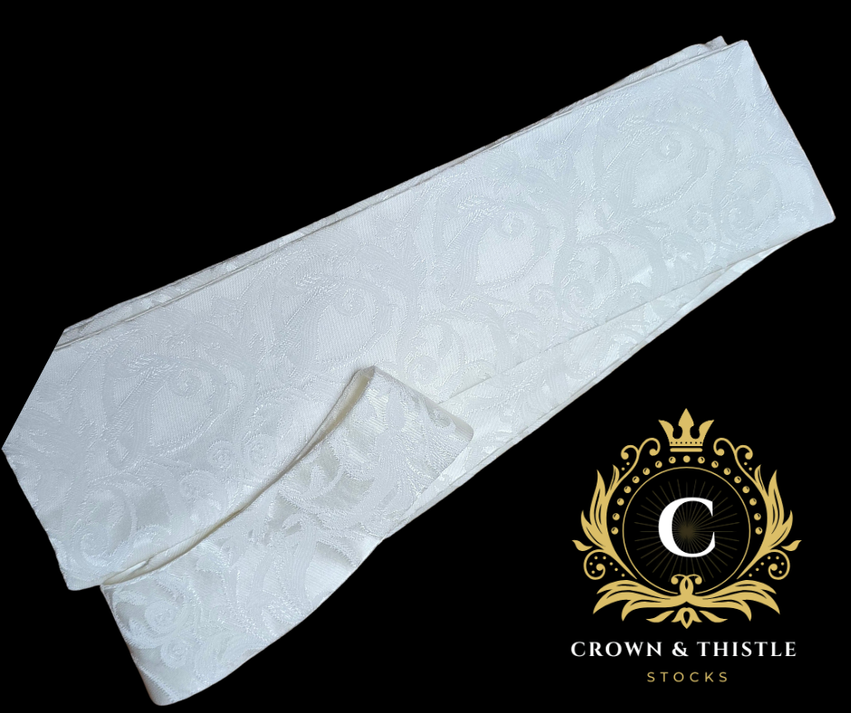 C&T Ivory Damask Satin Stock Self Tie Equetech