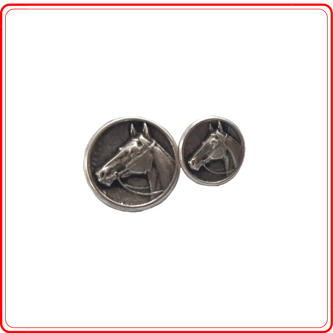 Single Silver Horse Head Buttons