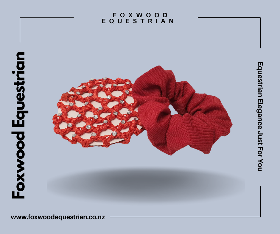 Scrunchie and Rhinstone bun net -Red