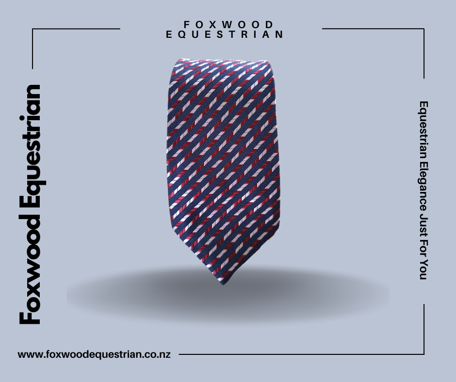 Navy Tie with Red and White Stripes