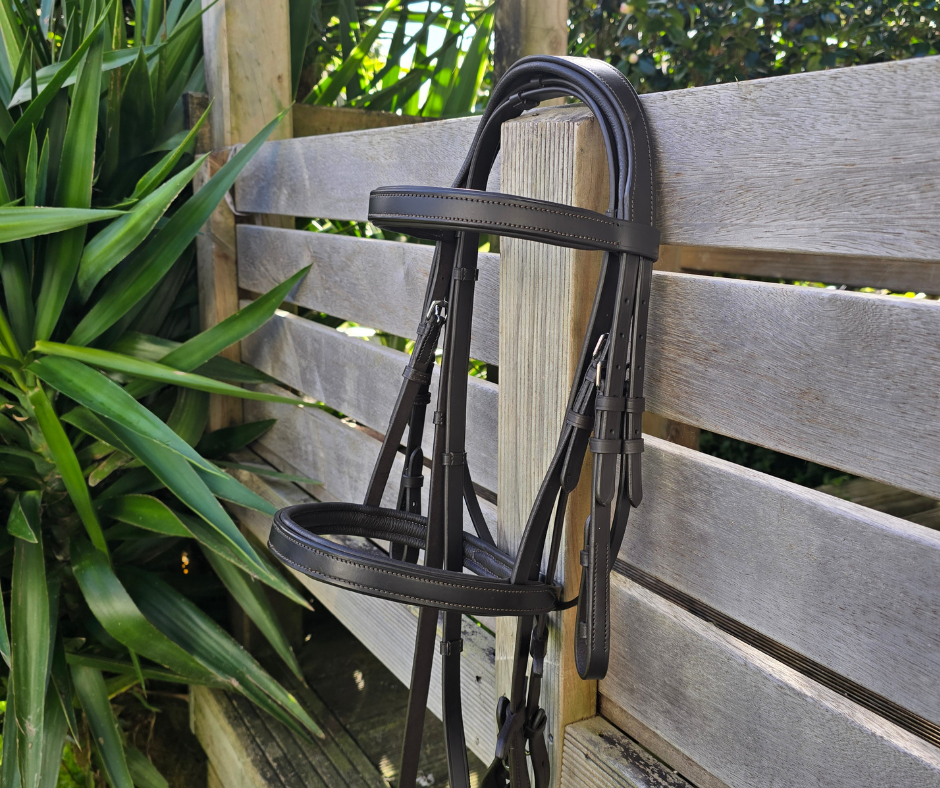 GES New Comer Snaffle Bridle | Havana Brown  Foxwood Equestrian | Showing Tack and Saddlery Store