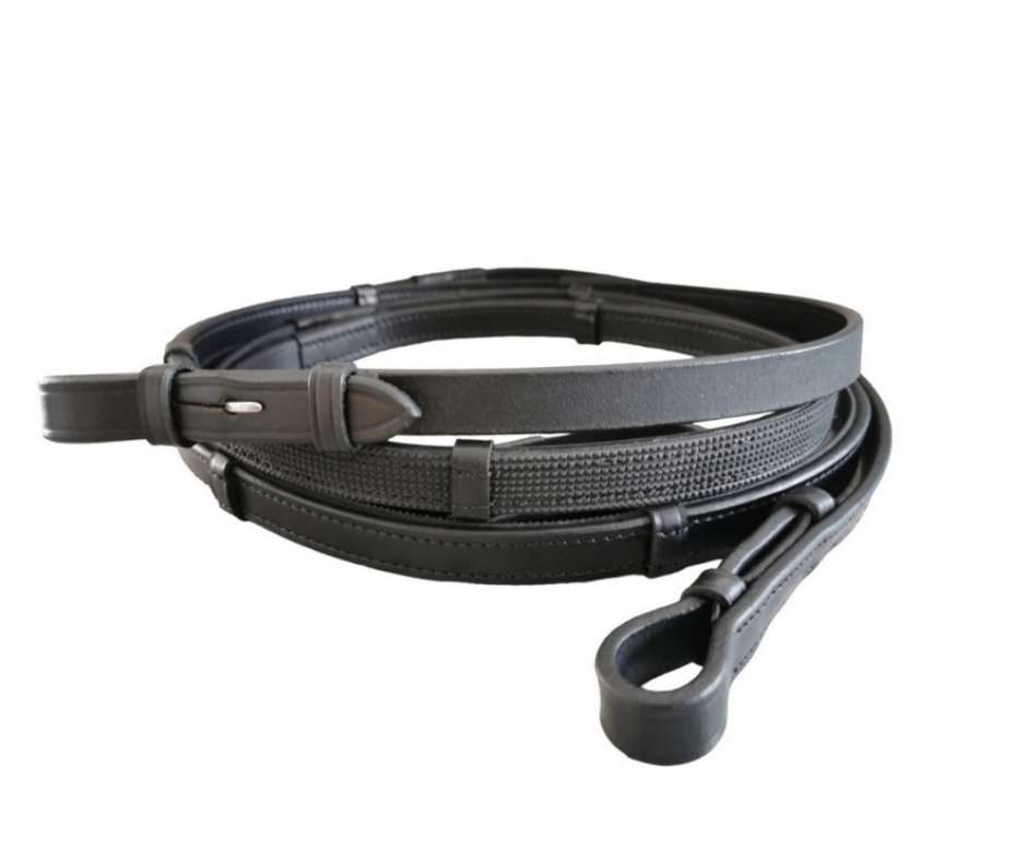GES Leather Reins With Rubber Grip Back GES Equestrian