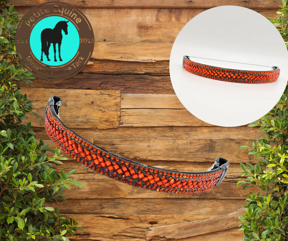 2 In 1 Rhinestone Noseband -Tangerine Petite Equine