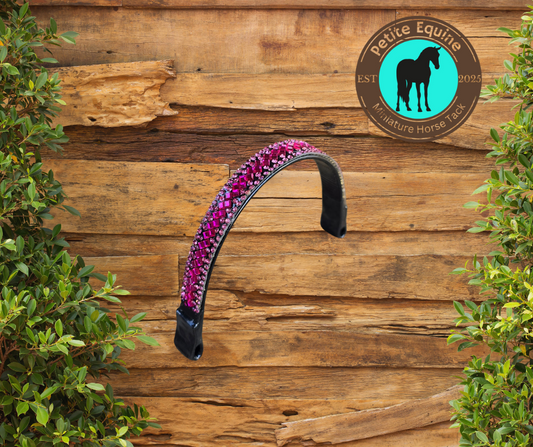 J Hook Rhinestone Noseband -Hot Pink Petite Equine