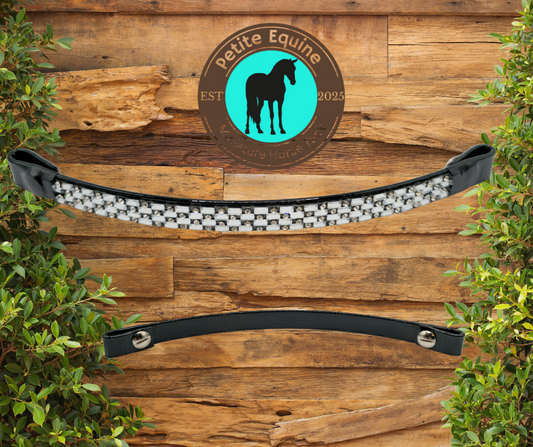 Closed Ring Or J Hook Rhinestone Noseband -Clear Petite Equine