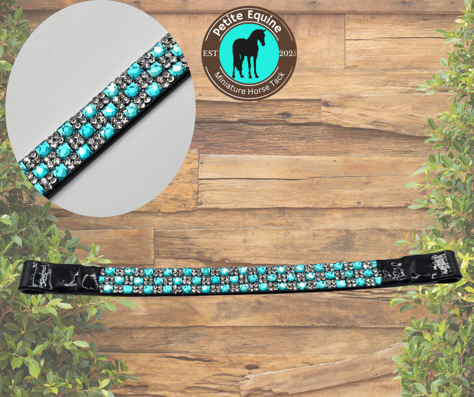 J Hook Checkerboard Noseband -Aqua Petite Equine