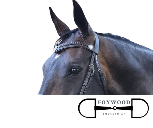 V Leather Browband- Pony Blue Tag